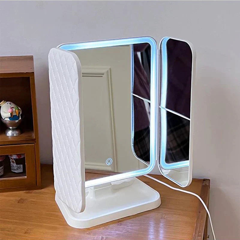 LuminaGlow Tri-Fold LED Mirror